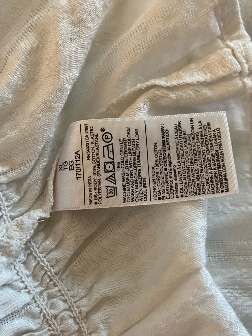 Old Navy White Smocked Peplum Blouse with Puff Sleeves